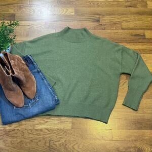 Sophie Rue Womens Large Green Mock Neck Long Sleeve Sweater Corporatecore Work